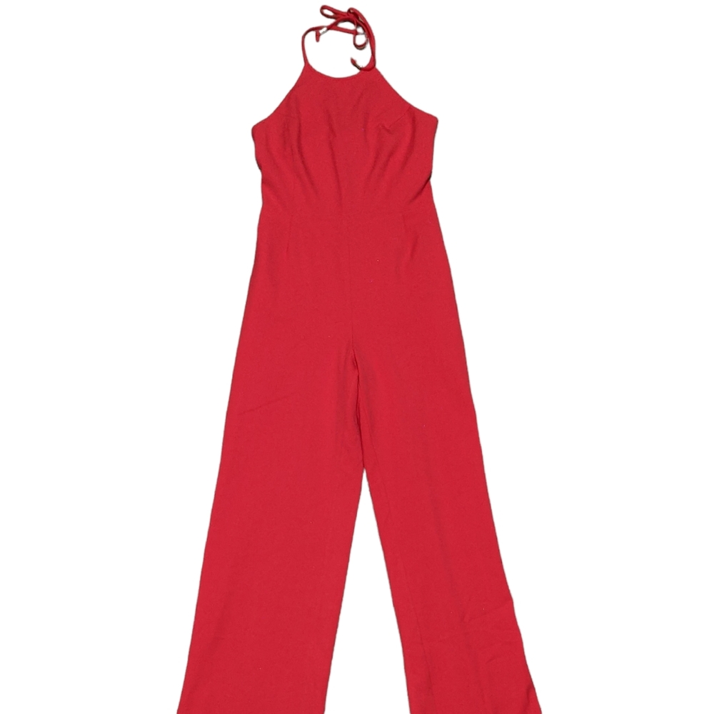 Julie Brown NYC halter jumpsuit, sleeveless, lined, trousers orange 0